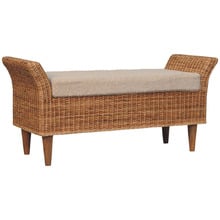 Serafim Mango Wood & Boucle Ottoman Bench